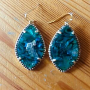 Artisan Teal and Gold Teardrop Earrings